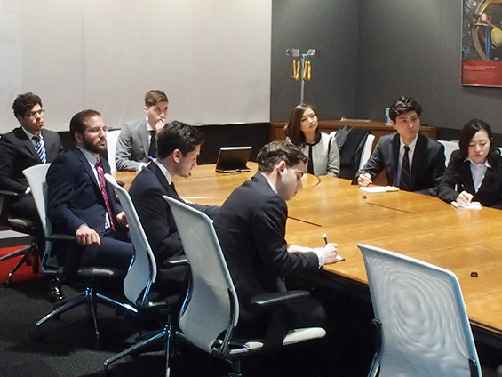 Photo: TUJ students during "boardroom chat"