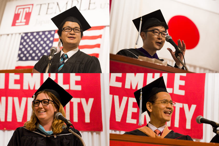 Photo: Four graduate speakers representing each degree program