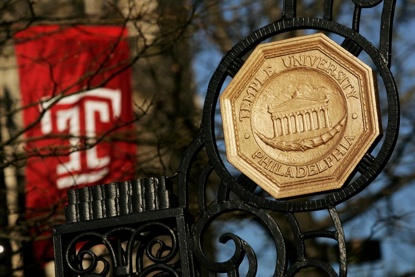 Photo: Temple University crest on gate at the Main Campus, Philadelphia.