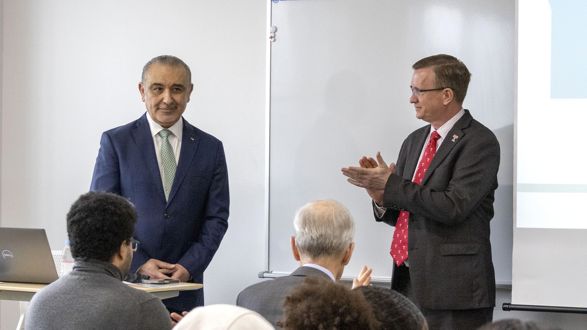 Jordanian Ambassador Nasser Shraideh (left) and TUJ Dean Matthew Wilson (right)