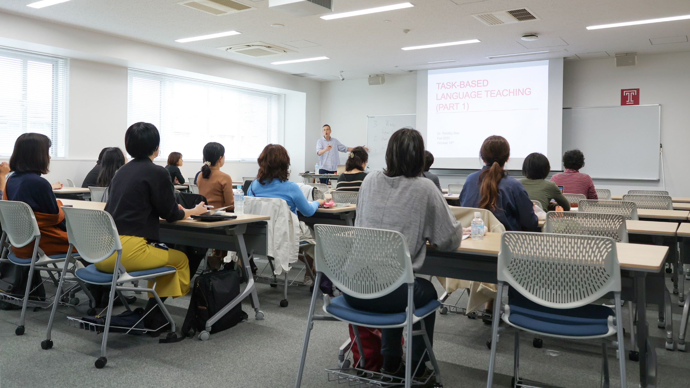 Japanese English teachers attending a professional development training program at Temple University Japan.